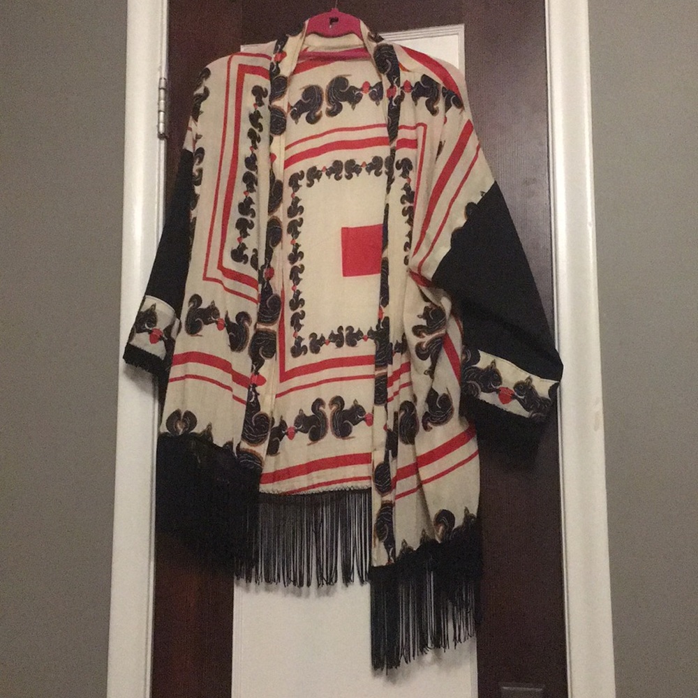 Custom-made fringe kimono